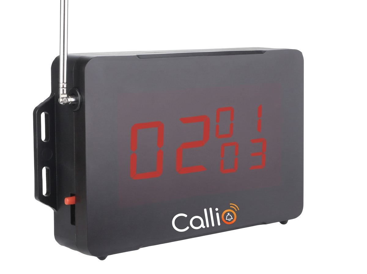 Callio MM-1 manager's monitor — wall display showing open table calls